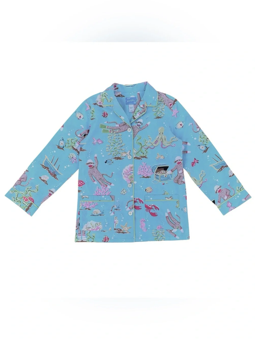 Vintage Y2K Nick & Nora Scuba Sock Monkey Cotton Pajama Set Size Small Novelty - Picture 2 of 10